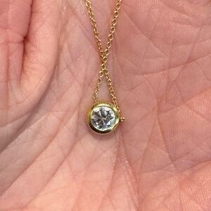Roberto Coin 18k gold yellow diamond bezel necklace 16 in